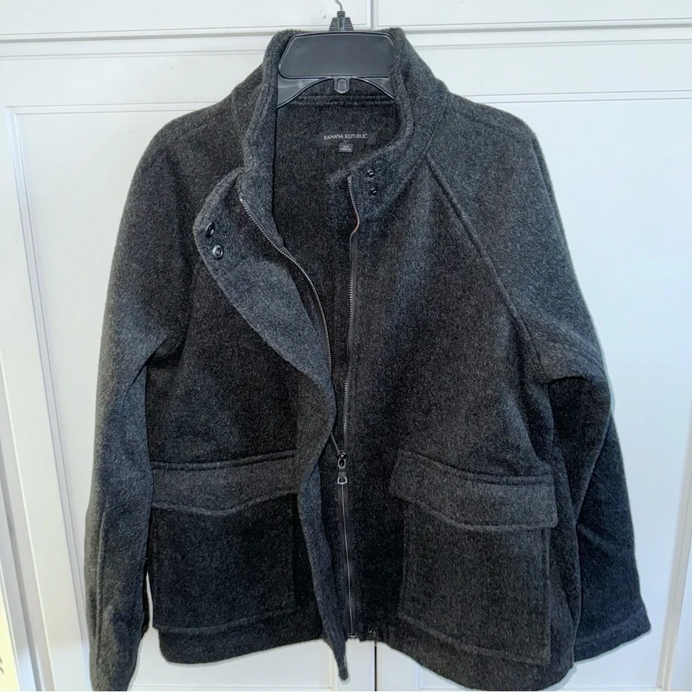 Banana Republic Women’s Brushed Melton Pocket Short Jacket Drk Charcoal Gray XS